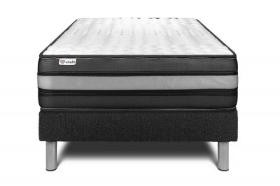 VITALIT Ensemble 90x190 Matelas M&eacute;moire de forme Sommier kit Noir