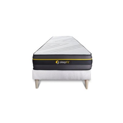 SLEEPFIT Ensemble 90x200 matelas ACTIVE + sommier kit blanc 