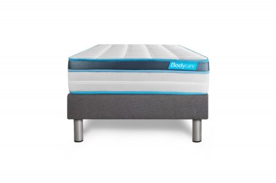 BODYCARE Ensemble 90x200 matelas BodyFit &agrave; m&eacute;moire de forme + sommier kit gris
