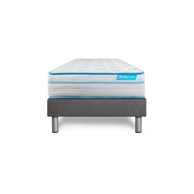 BODYCARE Ensemble 90x200 matelas BodyMax micro ressorts ensach&eacute;s et m&eacute;moire de forme + sommier kit gris 