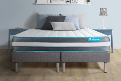 BODYCARE Ensemble BODYFORM 160x200 M&eacute;moire de forme 3 zones gris 160 x 200 cm