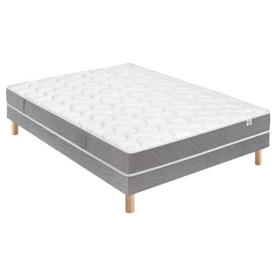 DOUCES NUITS Ensemble Botaniste 100% Latex + Sommier Base Ferme 160x200 avec 2 sommiers
