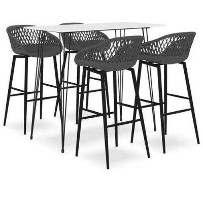 Ensemble de bar 5 pcs Blanc et gris Vidaxl Blanc et gris