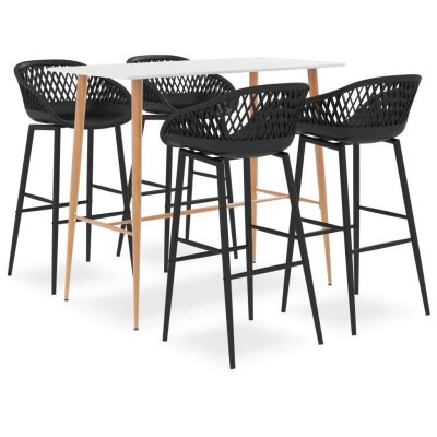 Ensemble de bar 5 pcs Blanc et noir Vidaxl Blanc et noir