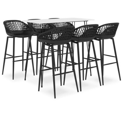 Ensemble de bar 7 pcs Blanc et noir - Vidaxl