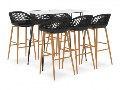 Ensemble de bar 7 pcs Blanc et noir Vidaxl Blanc et noir