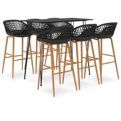 Ensemble de bar 7 pcs Noir - Vidaxl