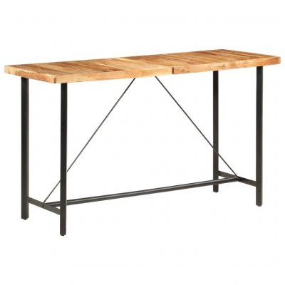 Ensemble de bar 9 pcs Bois d'acacia solide et cuir v&eacute;ritable