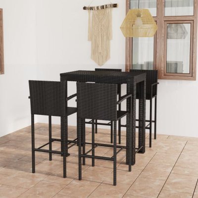 Ensemble de bar d'ext&eacute;rieur 5 pcs accoudoir R&eacute;sine tress&eacute;e Noir vidaXL