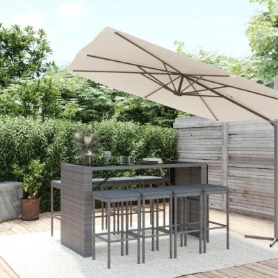 Ensemble de bar de jardin VidaXL avec coussins - Gris