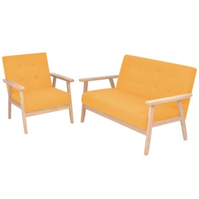 VIDAXL Ensemble de canap&eacute; 2 pcs Tissu jaune  Yellow