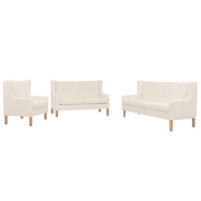 VIDAXL Ensemble de canap&eacute;s 3 pcs tissu blanc cr&egrave;me 274931