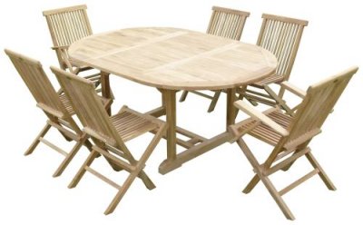  Ensemble de jardin en teck premium SAWAH 4 chaises 2 fauteuils JENAE