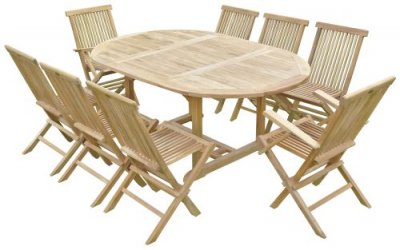  Ensemble de jardin en teck premium SAWAH 6 chaises 2 fauteuils JENAE