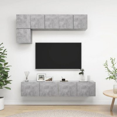 VIDAXL Ensemble de meuble tv 5 pcs Gris b&eacute;ton Agglom&eacute;r&eacute;  Concrete grey