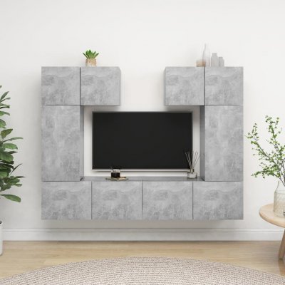 VIDAXL Ensemble de meuble tv 6 pcs gris b&eacute;ton agglom&eacute;r&eacute;