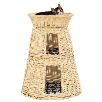 Ensemble de panier pour chats 3 pcs avec coussins 47x34x60 cm Vidaxl Naturel