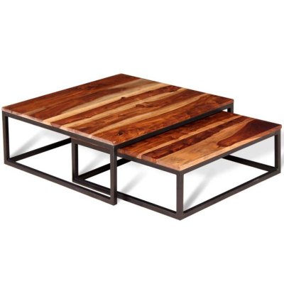 Ensemble de Table Basse 2 pcs Bois Massif de Sesham Vidaxl Brun