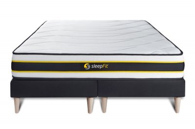SLEEPFIT Ensemble double sommier + matelas FLEXY ressorts ensach&eacute;s et m&eacute;moire de forme 160x200
