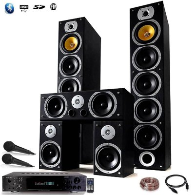 LOTRONIC Ensemble Home-cin&eacute;ma Hifi Karaok&eacute; Home SOUND 1240W + ampli 360W + 25M de c&acirc;ble de liaison + 2 Micros
