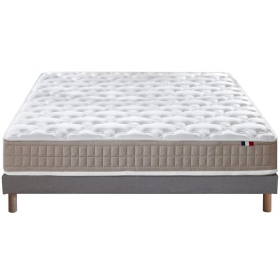 Ensemble matelas 100% latex 3 zones sommier gris 140x190