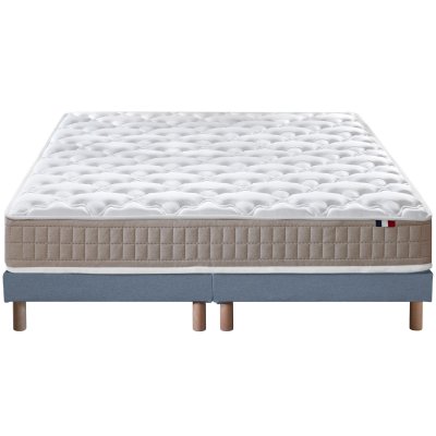 Ensemble matelas 100% latex 3 zones sommier gris 160x200