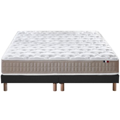 Ensemble matelas 100% latex 3 zones sommier noir 160x200
