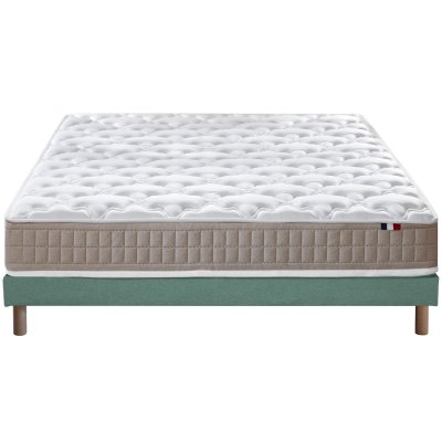 Ensemble matelas 100% latex 3 zones sommier vert 140x190