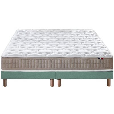 Ensemble matelas 100% latex 3 zones sommier vert 160x200