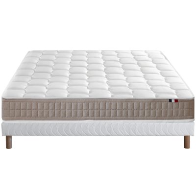 Ensemble matelas 100% latex5 zones sommier blanc 140x190