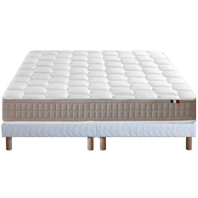 Ensemble matelas 100% latex5 zones sommier blanc 160x200
