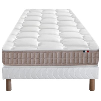  Ensemble matelas 100% latex5 zones sommier blanc 80x200
