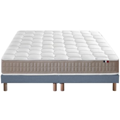 Ensemble matelas 100% latex5 zones sommier bleu 160x200