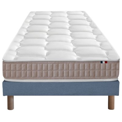  Ensemble matelas 100% latex5 zones sommier bleu 80x200
