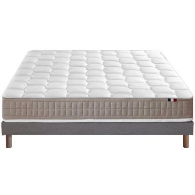 Ensemble matelas 100% latex5 zones sommier gris 140x190