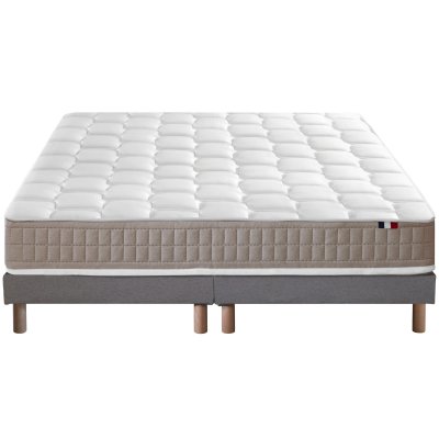 Ensemble matelas 100% latex5 zones sommier gris 160x200