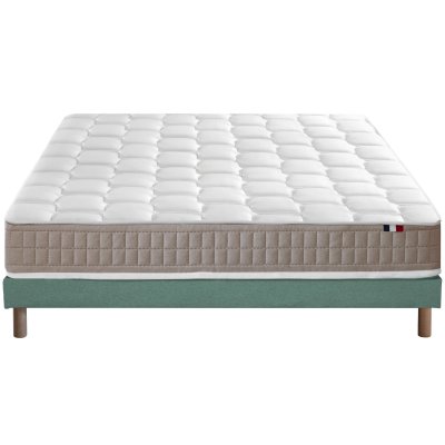 Ensemble matelas 100% latex5 zones sommier vert 140x190