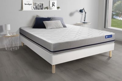 ACTISOM Ensemble matelas 140x200 ACTILATEX SOFT 3zones de confort + sommier KIT blanc
