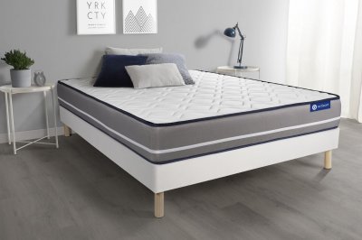 ACTISOM Ensemble matelas &agrave; m&eacute;moire ACTIMEMO PUR 180x200cm 3zones de confort + sommier KIT blanc