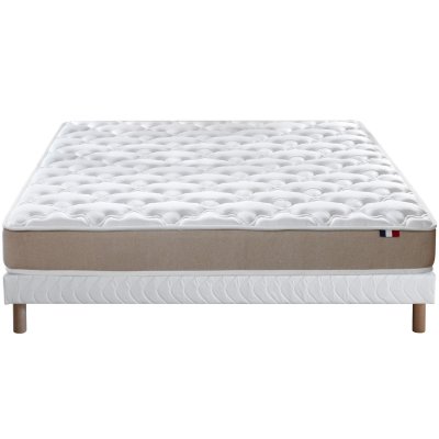 Ensemble matelas accueil latex 3 zones sommier blanc 140x190