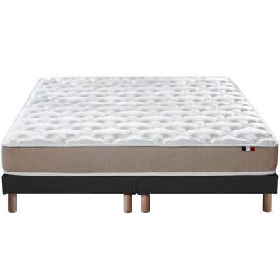 Ensemble matelas accueil latex 3 zones sommier noir 160x200