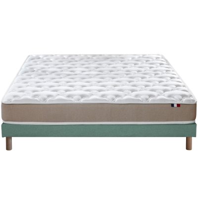 Ensemble matelas accueil latex 3 zones sommier vert 140x190