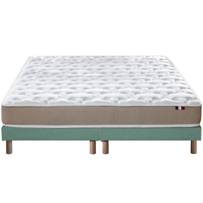 Ensemble matelas accueil latex 3 zones sommier vert 160x200