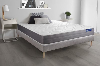 ACTISOM Ensemble matelas ACTILATEX DREAM Latex et memoire de forme 5 zones de confort sommier KIT gris