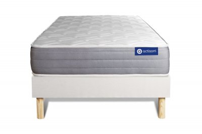 ACTISOM Ensemble matelas ACTIMEMO DREAM m&eacute;moire de forme 90x190 cm 5zones de confort + sommier KIT blanc 