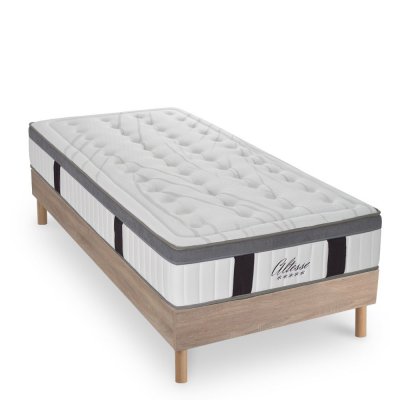 MAISON AUBERTIN Ensemble Matelas Altesse Mousse HD Accueil M&eacute;moire - 26 cm et Sommier Kit Bois - 90 x 190 cm