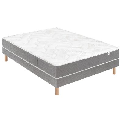 DOUCES NUITS Ensemble Matelas Cicareve - 667 ressorts ensach&eacute;s + Sommier Base Morpho 90x200