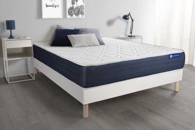 ACTISOM Ensemble matelas Latex et Memoire de forme ACTILATEX SLEEP 5 zones de confort et sommier KIT blanc