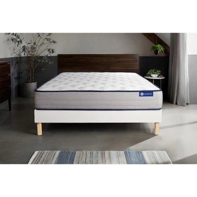 ACTISOM Ensemble matelas M&eacute;moire de forme ACTIMEMO FORM 90x200 cm 5zones de confort + sommier KIT blanc