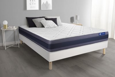 ACTISOM Ensemble matelas Memoire de forme ACTIMEMO MORPHO Maxi epaisseur 5zones de confort sommier KIT blanc